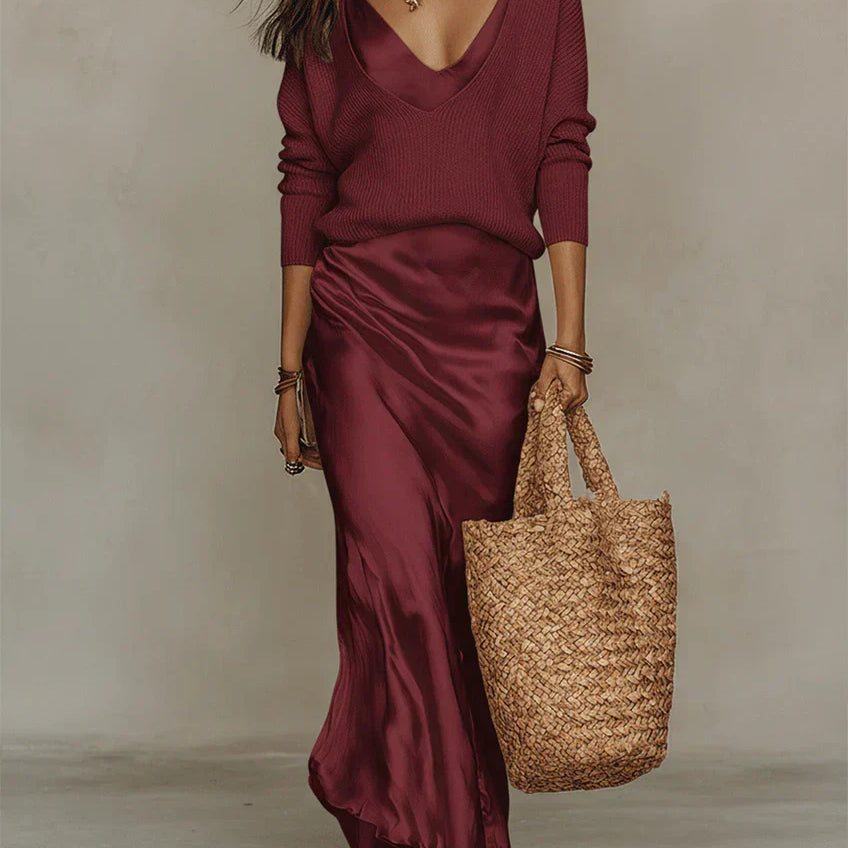 Anaïs | Fustan midi elegant në satin