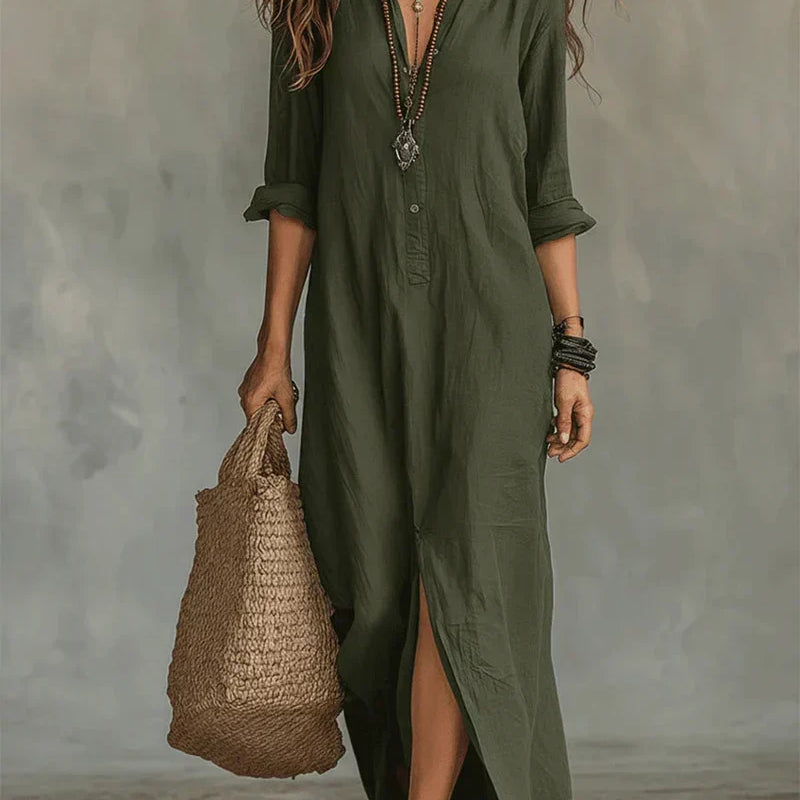 Céline™ | Fustan maxi elegant me kopsë