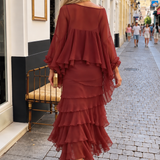 Fustan Verona në ngjyrë bordo