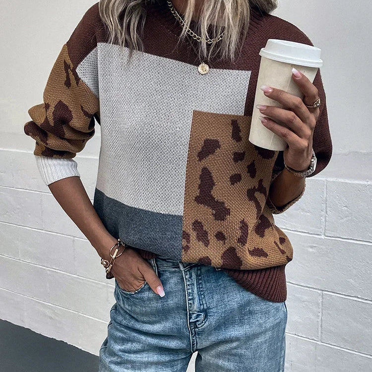 Le clair | Triko vintage me print leopard dhe patchwork